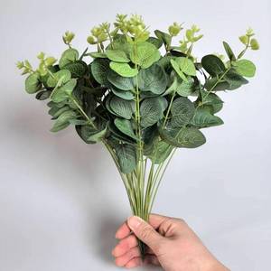 lot 20245 image: 50Pcs 12.5 Artificial Eucalyptus Stems Money Leaves Silk Fake Green Plants Realistic Faux Silver Dollar Eucalyptus Leaves for Vase Bouquets Flowers Arrangement Weddings,Parties,Christmas Decor