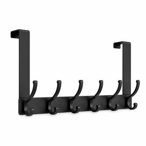 lot 20270 image: CHAUNCEY HOME Over The Door Hooks Hanger with 7 Arms, Door Hooks for Hanging, Fit 1 34 Door, F7U, Towel Racks Organizer Holder for Bathroom - Black (Rack Slightly Bent)