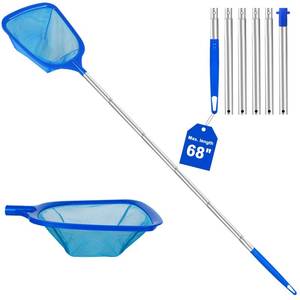 lot 20274 image: ROMIVO Pool Skimmer Net with Telescopic Pole �� Fine Mesh for Leaves, Dust, Debris �� Lightweight Safe-Edge Extendable 2.6��5.7 ft Aluminum Handle for Pools, Spas, Hot Tubs, Ponds & Garden Water