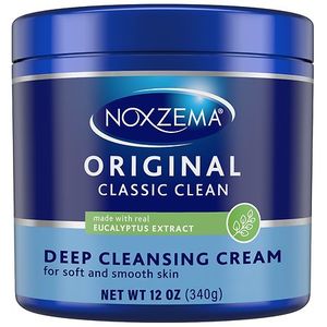 lot 20307 image: Noxzema Classic Clean Original Deep Cleansing Cream - Eucalyptus Scented - 12oz Facial Cleanser & Makeup Remover (Open)
