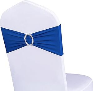 lot 2195 image: WENSINL Pack of 50 Royal Blue Spandex Chair Covers for Wedding Banquet Party