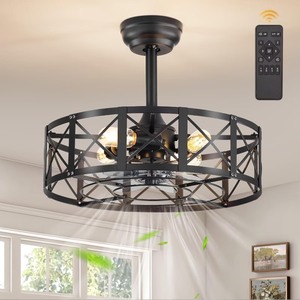 lot 9111 image: 20 Inch Bladeless Ceiling Fan with Light
