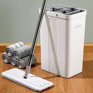 lot 9113 image: Joymoop Squeeze Flat Mop and Bucket System
