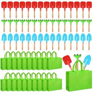 lot 1020 image: Liliful 40 Pcs Kids Gardening Tools Set Garden Rake Garden Shovel Gardener Trowel Green Tote Bags Metal Mini Gardening Tools with Wooden Handle Beach Sandbox Toy for Planting Loosening Digging