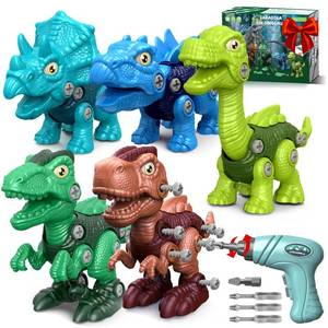 lot 1023 image: Laradola Assemble Dinosaur Toys for Kids 5 Pack Dinosaur Construction Building Set with Electric Toy Drill and Wheels - STEM Educational Hands-On Play Birthday Gift for Boys Girls Ages 3-5 5-7