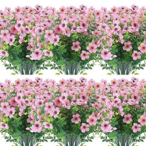 lot 1024 image: XEOLIAN 12 Bundles Artificial Flowers Outdoor UV Resistant Fake Plastic Plants Indoor Outside Hanging Plants Garden Porch Window Box Home Wedding Farmhouse Festive Shrub Decor (Pink)