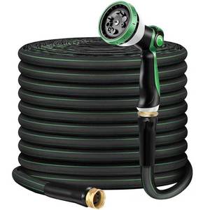 lot 1030 image: Torioweg Garden Hose 50FT � Lightweight Water Hose 34in, Flexible Hose with 10 Sprayer, Burst-Resistant, Anti-Kink for Outdoor Use, Watering(Green)