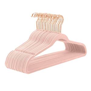 lot 1039 image: MIZGI Premium Velvet Hangers (50 Pack) Heavy Duty - Non Slip Felt Hangers - Blush Pink - Rose Gold 360 Degree Swivel Hooks,Space Saving Clothes,Durable Strong for Suits,Coats,Dress