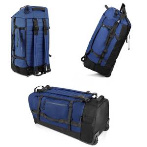 lot 1040 image: CONTAIL 86L Wheeled Duffel Bag, Soft Shell with Adjustable Web Handles, Carry On Size 29.5x14.2x12.6in, Foldable with Dual Wheels and Shoe Compartment,Navy