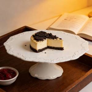 lot 1045 image: FURUBETA 10 Inch Cake Stand, White Ceramic Round Pedestal Stand for Dessert Table, Elegant Cake Plate for Birthday, Wedding, Baby Shower, Motherfts Day, Anniversary,Gift for Women Home Kitchen Decor