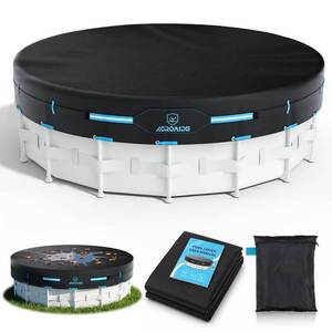 lot 1050 image: AGROAIDE Pool Cover 12ft Round, Upgraded Tear Resistance and Seamless Side Design, Above Ground Pool Cover with Metal Buckle Straps, All Season Protection - Snug Fit and Easy Set