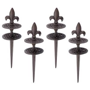 lot 1061 image: OwnMy Set of 4 Cast Iron Garden Hose Guide Stakes Heavy Duty, Decorative Garden Hose Guide Spikes for Lawn Yard Outside Plants Protection - Keeping Hoses Away from Flower Beds, Spear-Pattern
