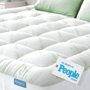 lot 1065 image: Niagara Sleep Solution Ultra Soft Queen RV Size Mattress Topper - Rayon Derived from Bamboo Pillow Top Mattress Pad for Back Pain Relief - Naturally Cooling for Hot Sleepers, Green
