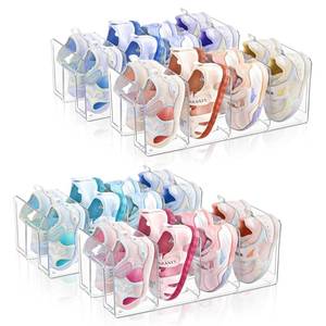 lot 1999 image: Adando Kids Shoe Organizer Stackable Clear Acrylic Baby Shoe Rack with Dividers - Closet Storage for Toddlers and Nursery Use (4 Pack)