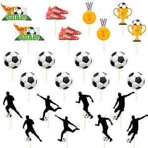 lot 2017 image: 24 Pcs Soccer Ball Cupcake Toppers - Birthday Cake Topper Decorations Cupcake Picks - Sports Theme Birthday Party Decorations Game Day Party Supplies