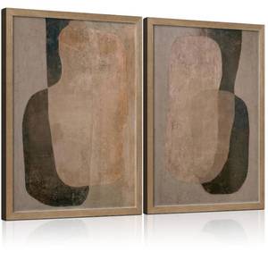 lot 2018 image: 2Pcs Framed Neutral Abstract Canvas Wall Art Wabi Sabi Poster Pictures Modern Minimalist Artwork Living Room Bedroom Gallery Decor 12x16 Inch Ready to Hang