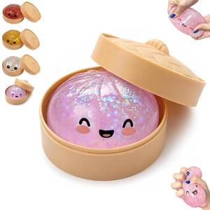 lot 2034 image: Dumpling Squishy, Dumpling Squishy Mystery Box, Glitter Dumplings Mystery Box, Colorful Dumplings Stress Balls Fidget Sensory Toy, Easter Basket Stuffers Party Favors (Glitter Pink)