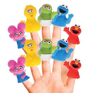 lot 2254 image: Sesame Street 10 Piece Finger Puppet Set - Educational Party Favors and Bath Toys