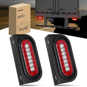lot 2260 image: Nilight 6Inch Oval Trailer Tail Light 2PCS Red Brake Stop Turn White Reverse Back Up Lights with Flush Mount Grommets Plugs Mounting Brackets for RV Truck Luggage Rack
