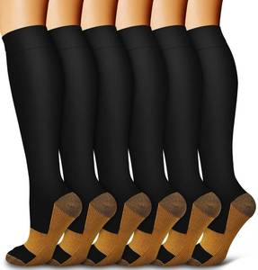 lot 2261 image: 6 Pack Copper Compression Socks for Women and Men Circulation-Best Support for Medical,Running,Nursing,Athletic