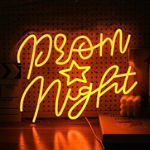 lot 2270 image: LIUOZHTEA Prom Night Neon Sign for Wall Decor Yellow LED Words Neon Light by USB Powered Dimmable Prom Night Light Up Sign for Prom Birthday Wedding Christam Party Bar Decor(16.1  12.6In)