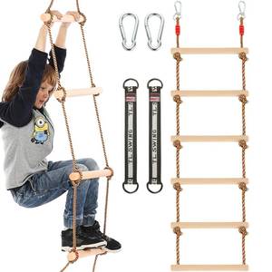 lot 2271 image: MUXHEL 1 Pcs 6.5 Ft Climbing Rope Ladder for Kids, Wooden Rope Hanging Ladder, Rope Ladder for Treehouse Outdoor and Indoor Swing Set Accessories