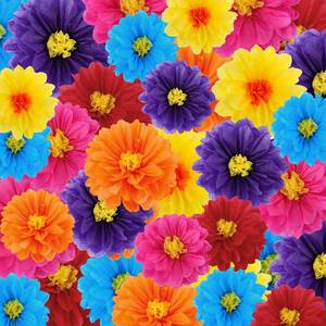 lot 2275 image: Geyee 36 Pcs Mexican Paper Flowers Colorful Fiesta Tissue Paper Flowers Pom Poms Mexican Carnival for Floral Party Backdrop Wedding Birthday Party Craft (6in 8in 10in)
