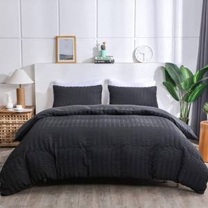 lot 2283 image: AveLom Seersucker Duvet Cover Set King Size (104 x 90 inches), 3 Pieces (1 Duvet Cover  2 Pillow Cases), Black Ultra Soft Washed Microfiber, Textured Duvet Cover with Zipper Closure, Corner Ties