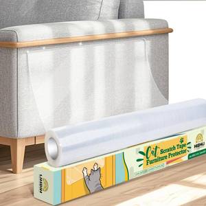 lot 2315 image: Anti Cat Scratch Furniture Protector, 17 x 118 inch Self-Adhesive Couch Protector for Cat Claws, Heavy Duty Couch Cover Furniture Protectors from Cats Scratching Tape for Sofa, Corner, Door, Chair