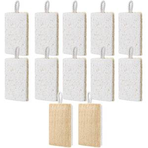 lot 2353 image: Sliner 12 Pack Natural Kitchen Sponges Compostable Cellulose Dish Scrubbers, Biodegradable Scrub Brushes Reusable Cleaning Loofah for Dishes Pots Pans Kitchen Bathroom Household