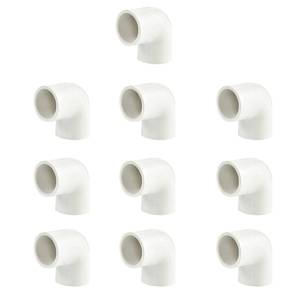 lot 2374 image: FangKingNo 10pcs 2-Way 34in PVC Fitting 90 Degree 90°Codo Elbow Socket Adapter Coupling Schedule 40 White10-Pack (0.75 Inch)