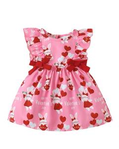 lot 2382 image: Mioglrie Baby Girlsft Dresses 18-24 Months Girl Clothes Summer Toddler Outfits Ruffle Sleeveless Pink Heart Sundress Cute Dress for Girls 24M