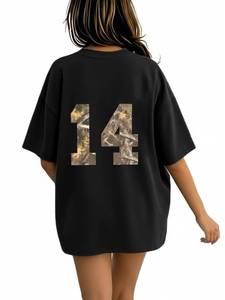 lot 2408 image: RoseSeek Girlfts Bow Leopard Graphic Tees Short Sleeve Preppy Summer T Shirt Aesthetic Baggy Tops Camo Black 10Y