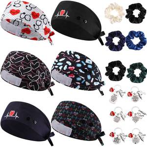 lot 2414 image: Chicingyou 18 Pcs Nurses Appreciation Gifts Scrub Caps Keychain Scrunchies Women Nurses CNA Week Gift for Nurse, Nursing School Essentials with Nurse Caps