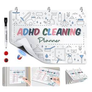 lot 2418 image: Cleaning Planner for Adults � Low-Overwhelm Reusable Cleaning Schedule and Checklist, Magnetic Visual Chore Chart for Fridge to Build Cleaning Habits ADHD Cleaning and Organizing Planner - 8.3in x 11.7in
