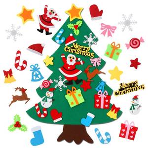lot 2438 image: CASA CLAUSI Felt Christmas Tree for Kids DIY Christmas Decorations 2.6ft Xmas Gifts Ideas Kids Party Supplies Home Door Hanging Decor 22 Pcs