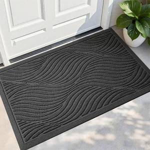 lot 2450 image: PLEASOR Front Door Mat Outside Entrance, Absorbent and Dirt Resistant Welcome Mat Indoor Outdoor, Non-Slip Backing Entry Mat, Fade Resistant, Easy Clean Low Profile Doormat for Entryway, 29x17, Grey