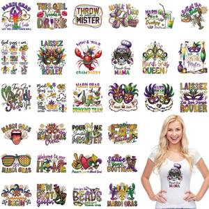 lot 2457 image: Marddi Grass DTF Transfers Ready to Press, 30 Pcs Retro Carnival Iron on Transfers for T-Shirts, Festive Iron on Decal for Clothing, Hoodies, Event Apparel