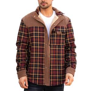 lot 2461 image: Menfts Classic Fit Sherpa Lined Jacket Warm Flannel Shirt, Plaid Button-Down,Outdoor Work in Cold Winter Coffee