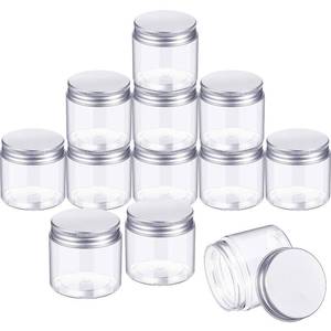 lot 2470 image: Satinior 12 Pack 3 oz Plastic Jars with Lids, Wide-mouth Refillable Leakproof Reusable Clear Round Empty Jars for Travel Cosmetics, Lotion, Cream, Ointments, Samples, Spices, Candy, Kitchen Storage