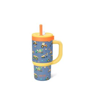 lot 2472 image: Ello Oasis 14oz Stainless Steel Toddler Tumbler with Handle and Retracting Straw, 100percent Leakproof, Double-Wall Vacuum Insulated, Kids Water Bottle for School, BPA Free, Dishwasher Safe, Construction
