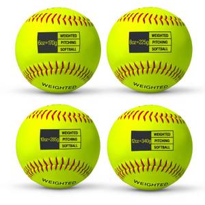 lot 2477 image: Thorza 12in Weighted Training Softballs - Training Balls to Increase Pitch Velocity and Arm Strength - Durable Softball Practice Equipment for Pitchers of All Skill Levels (Set of 4 (6, 8, 10 and 12 oz))