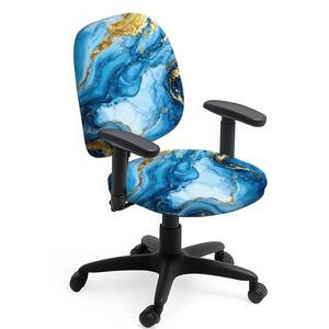 lot 2479 image: Hobbspring Polyester Office Chair Cover Set 2pcs Marble Texture Chair Covers Blue Marbling Stretchable Chairs Slipcover for Universal Desk Rotating Computer Chairs Office Gifts