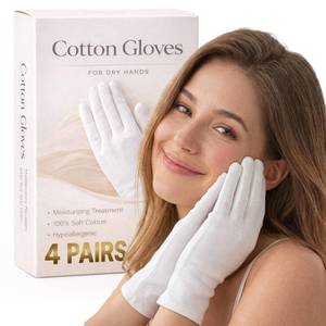 lot 2491 image: Cotton Gloves for Dry Hands Sleeping � 4 Pairs White Gloves Women Moisturizing Gloves Overnight, 100percent Cotton Gloves Eczema, Spa Care for Dry Hands as Hand Mask