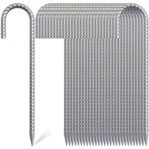 lot 2494 image: OK5STAR 12 Inch J Hook Rebar Stakes 30 Pack, Heavy Duty Galvanized Steel Ground Stakes, Metal Tent Stakes Chain Link Fence Stakes for Inflatables, Yard Decorations, Camping, Garden