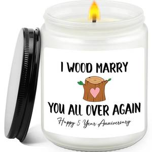 lot 4155 image: Happy 5-Year Anniversary Candle, Romantic Gift for Husband, Wife, Fiance, Anniversary Funny Gifts for Couples, 5th Wedding Reaffirmation Gift, Special Love Gifts for Him, Valentines Day Gifts