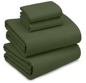lot 4175 image: RUVANTI 100percent Cotton Percale Sheets King Size � Crisp Cooling Bed Sheets for Hot Sleepers, Deep Pocket 16in, Soft Breathable and Durable Hotel-Style 4 Piece Set, Chive