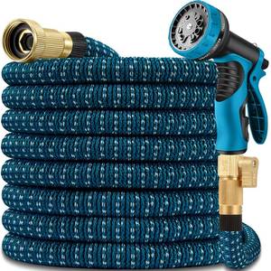 lot 4181 image: 50 ft Expandable Garden Hose - All New 2026 Retractable Water Hose with 34in Solid Brass Fittings, Extra Strength Fabric - Flexible Expanding Hose with 10 Pattern Spray Nozzle