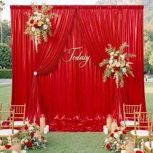 lot 4184 image: 10x10ft Shimmer Red Sequin Backdrop Curtain for Parties, Thick Wrinkle Free Glitter Backdrop Drapes Photo Back Drop Curtains for Birthday Wedding Party Photography Background-2 Panels 5x10ft