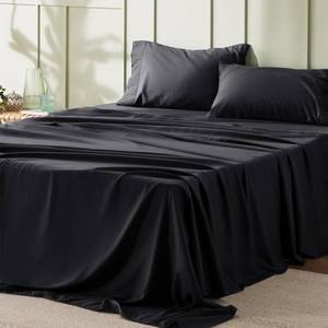 lot 5635 image: Bedsure King Size Sheets Set - 4 Pieces Soft King Sheets - Breathable and Cooling - Hotel Luxury - Easy Care Polyester Microfiber Bedding for Kids, Women, Men, Black